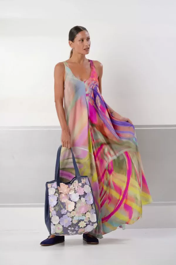 Sukienka maxi, print pastelowy